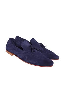 Scarpa pelle con nappine BLU