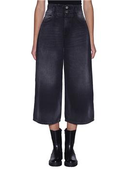 Wide leg denim twin set NERO