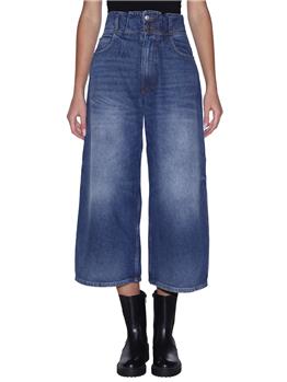 Wide leg denim twin set BLEU