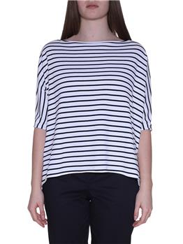 Maglia over liviana conti RIGA BIANCA BLU