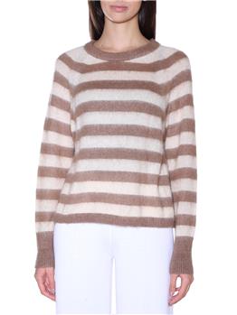 Maglia righe semicouture CAMMELLO E AVORIO