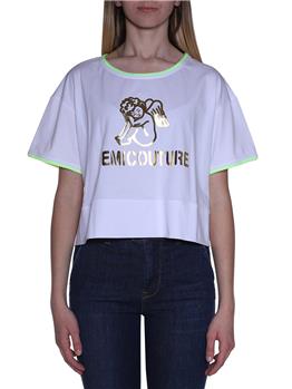 T-shirt celestine semicouture BIANCO GIALLO FLUO