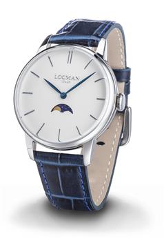 Locman 1960 fasi lunari uomo QUADRANTE PANNA CNTURINO BLU