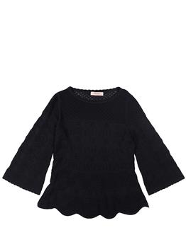 Maglia twin set ricamata NERO