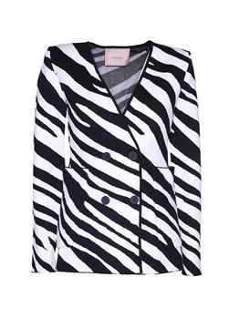 Giacca twin set JACQ ANIMALIER NEVE NERO