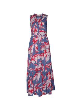 Abito floreale lungo twinset HIBISCUS AZZURRO NEVE