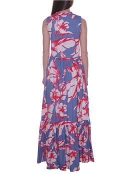 Abito floreale lungo twinset HIBISCUS AZZURRO NEVE - gallery 4