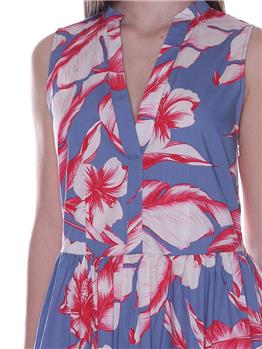 Abito floreale lungo twinset HIBISCUS AZZURRO NEVE - gallery 5