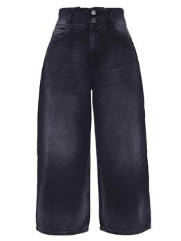 Wide leg denim twin set NERO