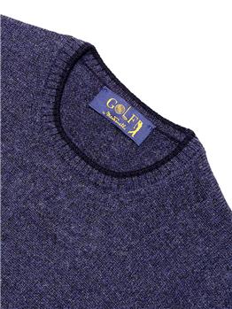 Maglia golf giro collo BLU MELANGE - gallery 4