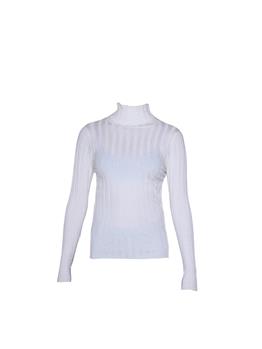 Maglia collo alto coste aspesi BIANCO - gallery 2