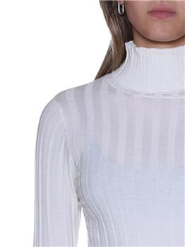 Maglia collo alto coste aspesi BIANCO - gallery 5