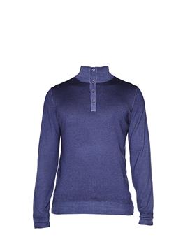 Maglia golf lupetto lana BLU MELANGE - gallery 2