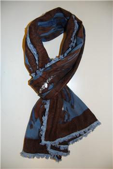 SCIARPA ERFURT CON PAILLETTES CELESTE E MARRONE I1 - gallery 2