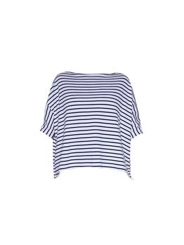 Maglia over liviana conti RIGA BIANCA BLU