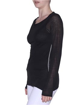 T-shirt scollo ampio liviana NERO - gallery 3