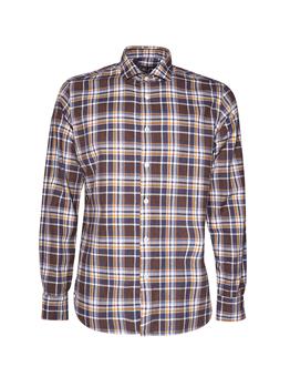 Camica golf quadri cotone MARRONE