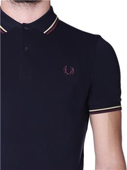 Fred perry polo mezza manica NAVY CHAMPAGNE MAHOG - gallery 5