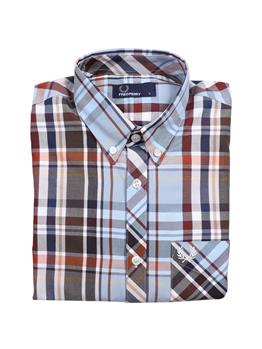 Camicia fred perry uomo quadri CELESTE MEDIO