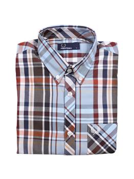 Camicia fred perry uomo quadri CELESTE MEDIO - gallery 2