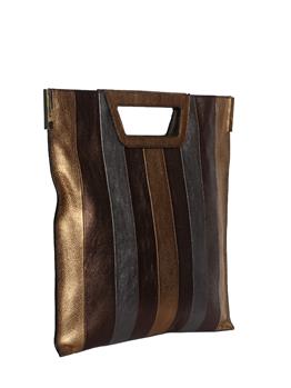 Borsa baghette rigata ORO E MARRONE - gallery 2