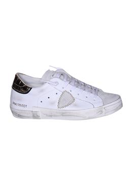 Sneakers veau croco donna BLANC OR