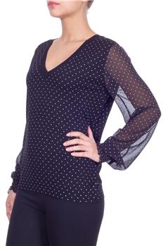 Maglia twin set scollo v pois NERO