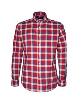 Camicia golf quadri invernale BEIGE MARRONE E ROSSO