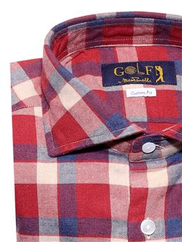 Camicia golf quadri invernale BEIGE MARRONE E ROSSO - gallery 4