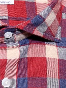 Camicia golf quadri invernale BEIGE MARRONE E ROSSO - gallery 6