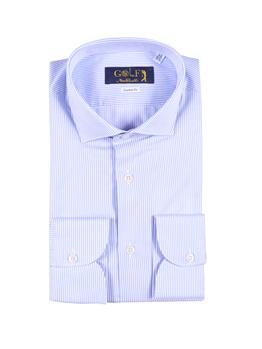 Camicia rigata fine BIANCO E CELESTE CHIARO
