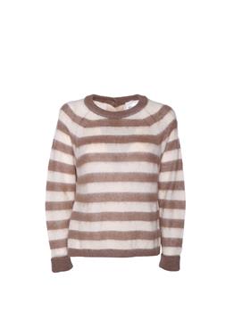 Maglia righe semicouture CAMMELLO E AVORIO