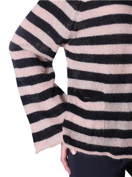 Twin set maglia aperta bottoni RIGATA NERA E ROSA - gallery 4