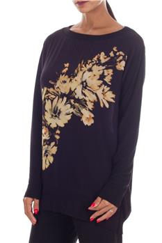 T-shirt twin set fiori NERO