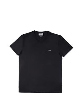 T-shirt lacoste scollo v blanc NERO