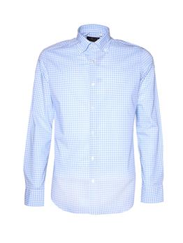 Camicia golf tovaglina BIANCO E CELESTE CHIARO