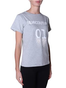 T-shirt semicouture classica GRIGIO MELANGE - gallery 3