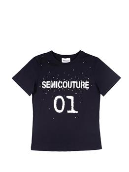 T-shirt semicouture strass NERO - gallery 2