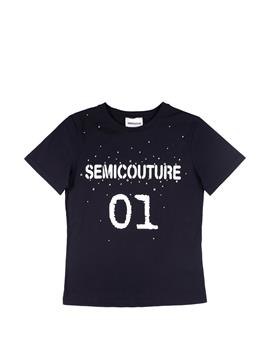T-shirt semicouture strass NERO