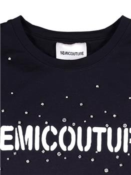 T-shirt semicouture strass NERO - gallery 5