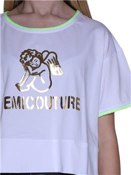 T-shirt celestine semicouture BIANCO GIALLO FLUO - gallery 5