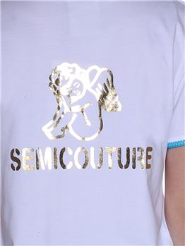 T-shirt v celestine semicoutur BIANCO TURCHESE - gallery 5