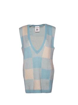 Gilet tilly semicouture QUADRI PANNA CELESTE - gallery 2